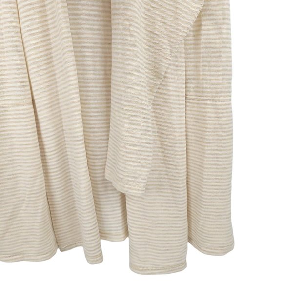 Cupio Open Front Cardigan Sweater Size M Slash Pockets Beige Brown Stripe - Picture 7 of 9